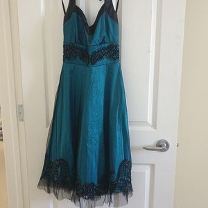 XXS Le Chateau Beaded Blue Evening Dress - Gatsby